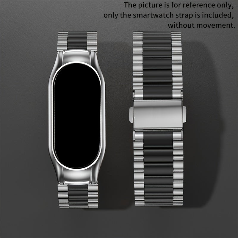 Stainless Steel Mesh Smartwatch Strap Compatible with Xiaomi Mi Band 8 and Earlier Generations