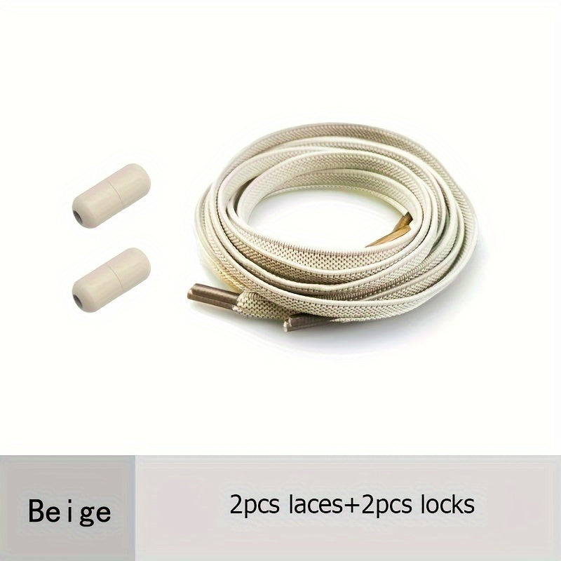 Elastic Shoelaces for Adults and Youths, Metal Caps, No Tying Needed