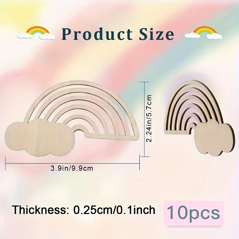 10-Pack Wooden Craft Decorations for DIY Painting Hanging Holiday Home Decor