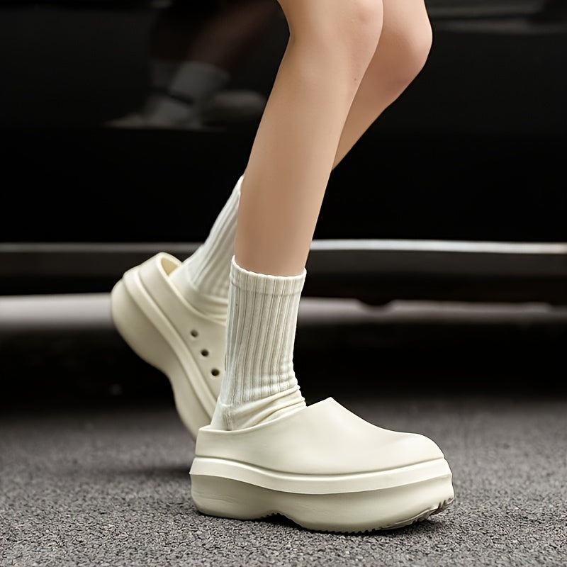 Unisex Solid Color Thick Sole Clogs Lightweight Open Toe Mules