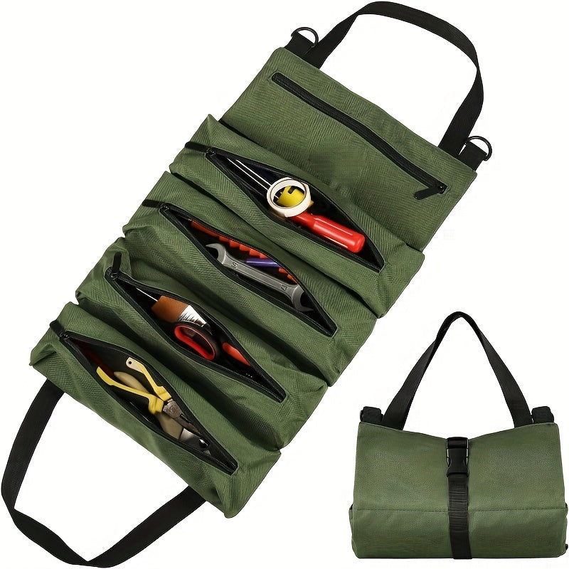 Waterproof Oxford Cloth Tool Bag for Professionals Durable Portable Foldable Green