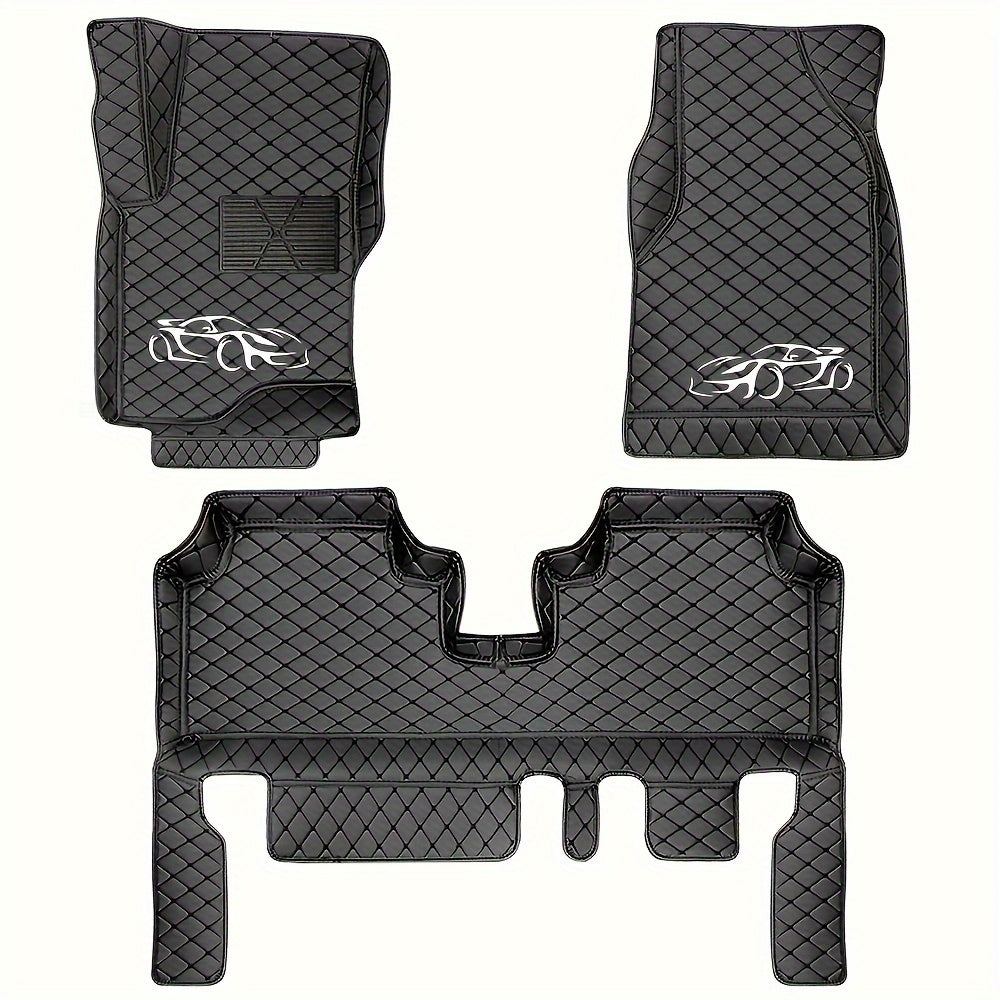 Universal Car Floor Mats Waterproof Diamond Anti Slip All Weather Black Set