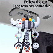 Black and White Animal Plush Toy for Babies Stroller and Car Seat Rattles