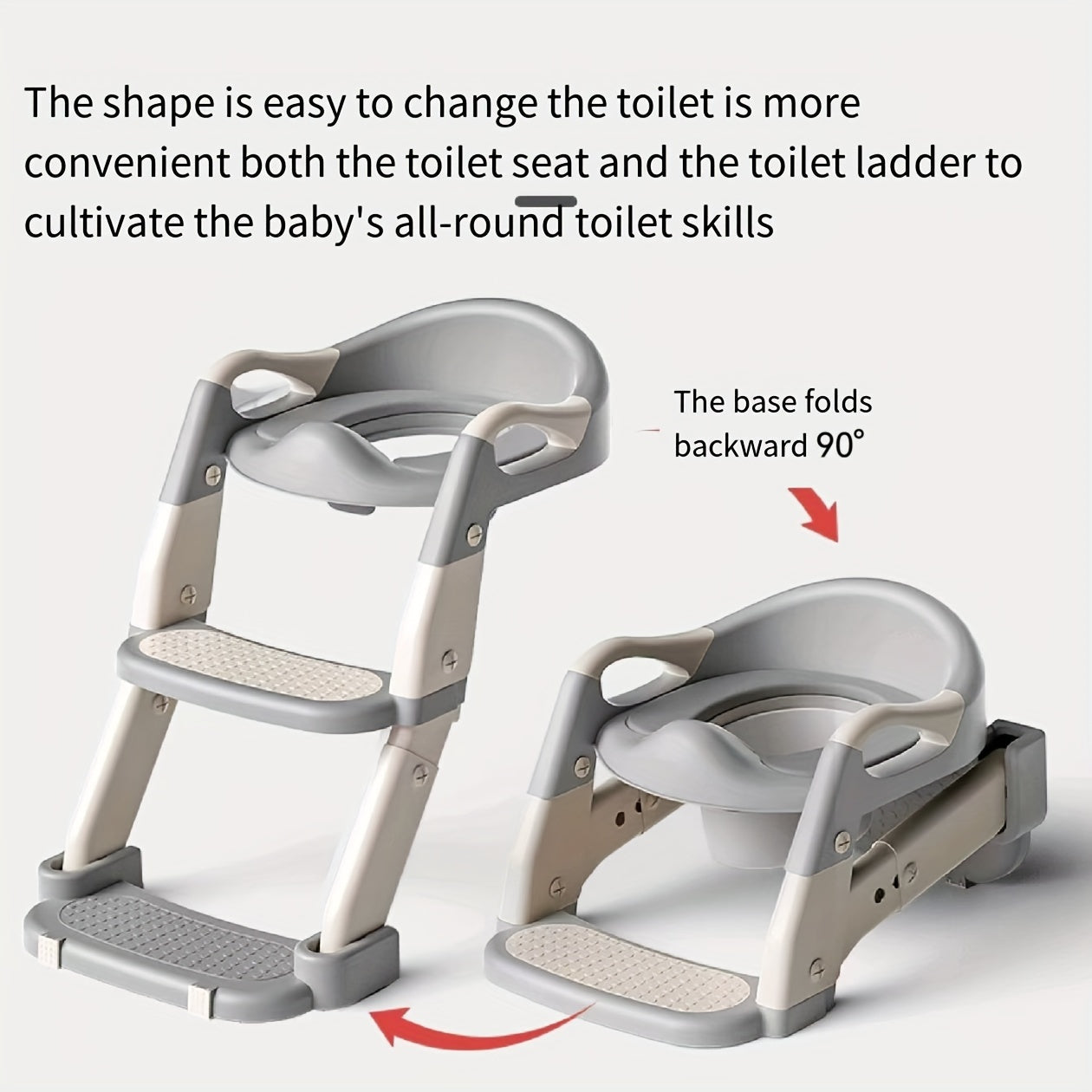 Серый пластиковый 3-в-1 многофункциональный детский туалетный тренажер, горшок-тренер, складная ступенька, кольцо для горшка для обучения туалету