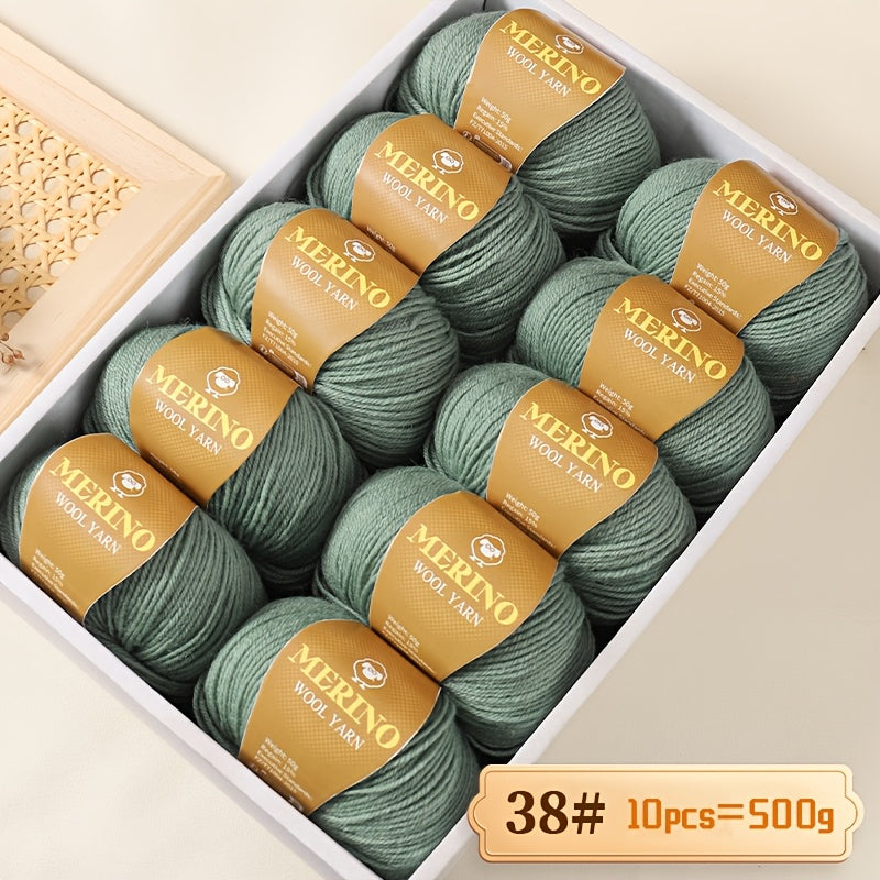 10 JIUWEIDIAOWANG Merino jun to'plari, har biri 500g, 212 O'rtacha og'irlik, Qo'l bilan bo'yalgan DIY material to'qimachilik uchun - Ko'p rangli gradient, Qalin va nozik aralashma, Kamel jun, Kuz Qish.