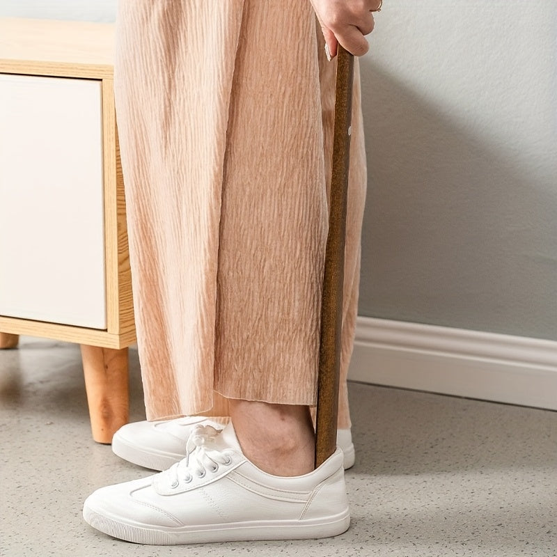 Long Wooden Shoe Horn 75cm with Magnetic Base Durable Beechwood
