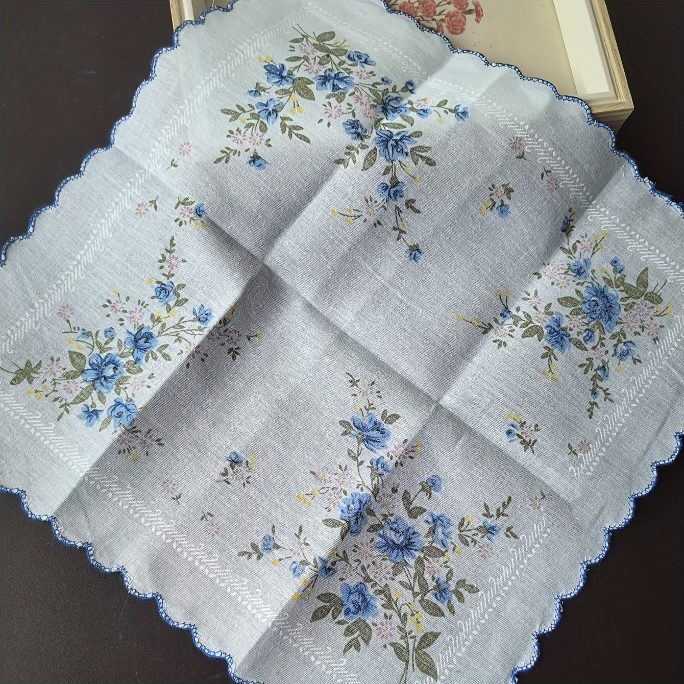 Women's Handkerchief Set of 6 Retro Style Printed Cotton 29.46cm