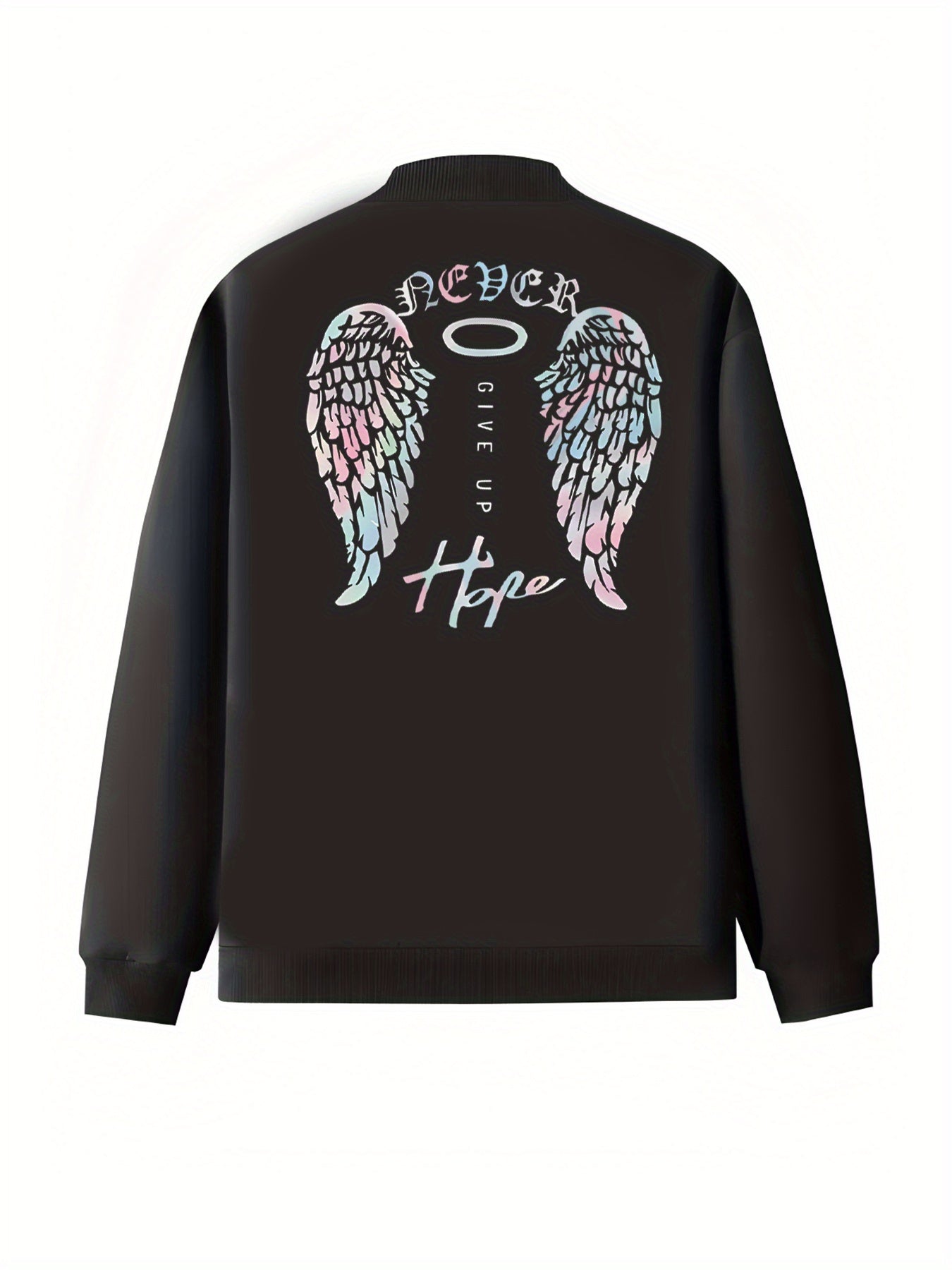 Women's Plus Size Bomber Jacket Black Long Sleeve Spring Fall Casual