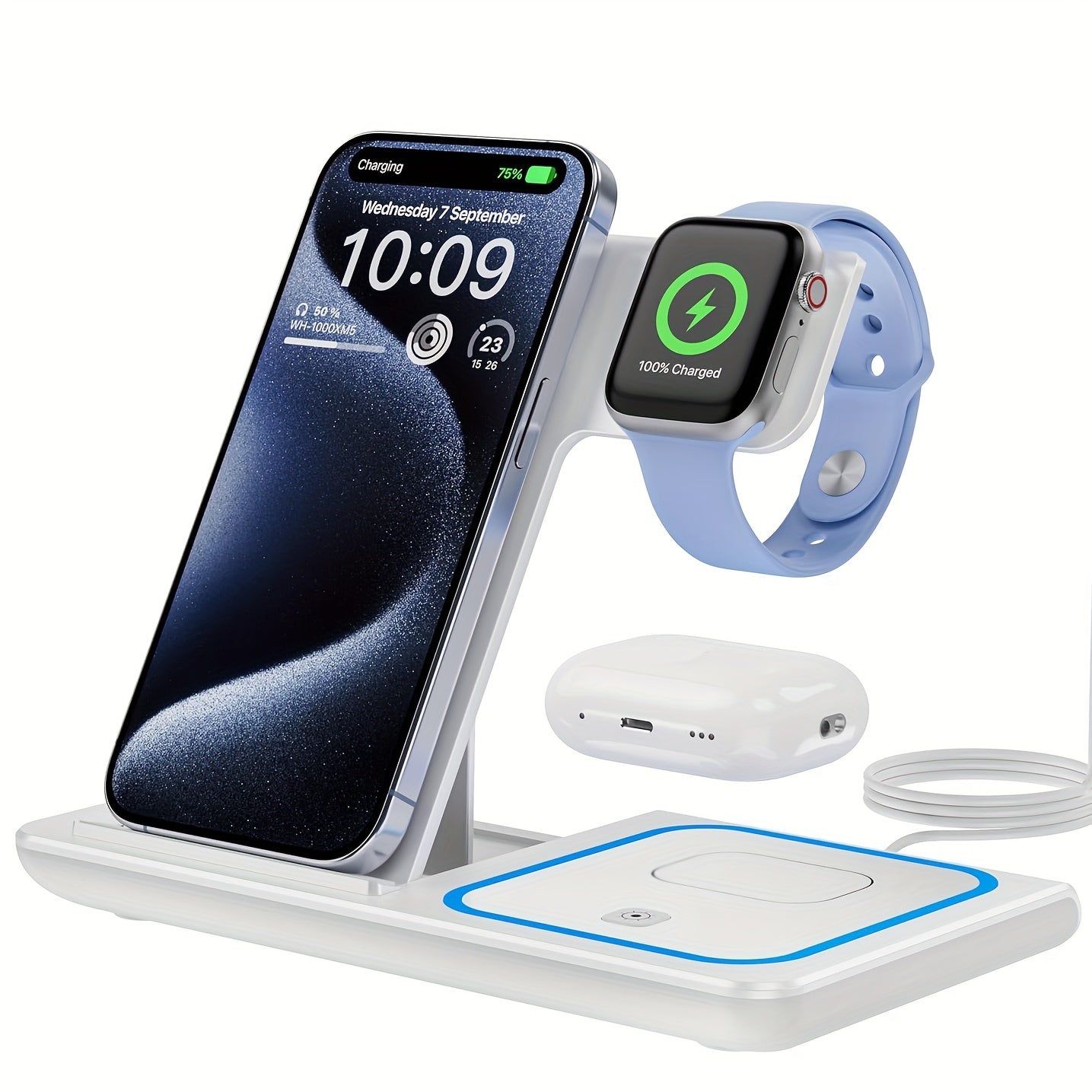 3-in-1 Wireless Charging Stand for iPhone, Apple Watch, AirPods