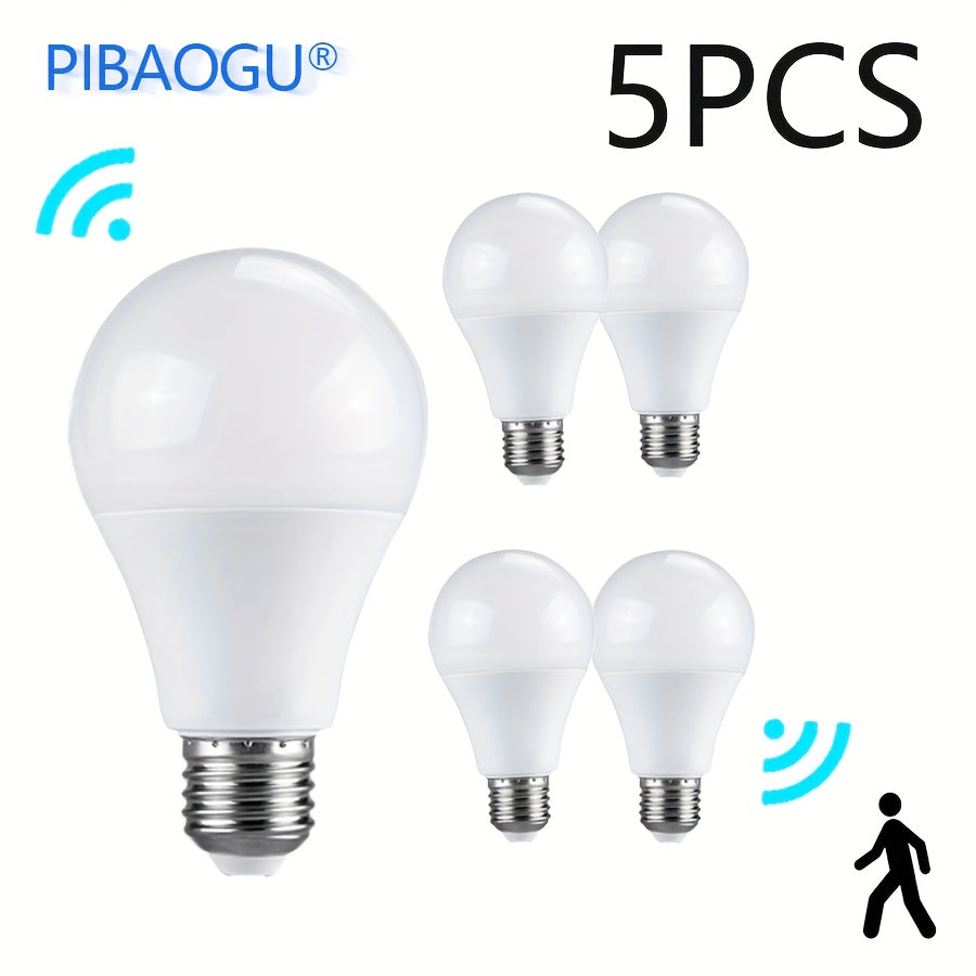Motion Sensor LED Light Bulb 12W E27 for Home Indoor Stairs Living Room 5 Pack