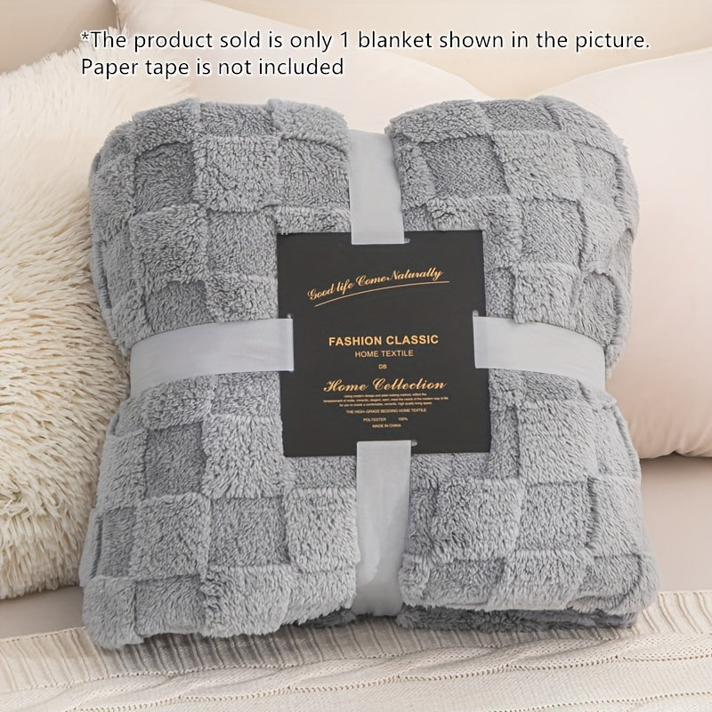 Светло-серое клетчатое теффатное пледовое одеяло из 100% полиэстера, уютный флис для дивана, кровати, путешествий