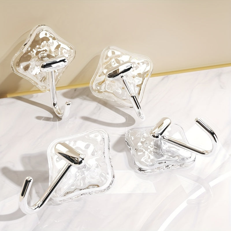 4-Pack Adhesive Hooks Non-Slip Traceless for Kitchen Bathroom Bedroom Utility