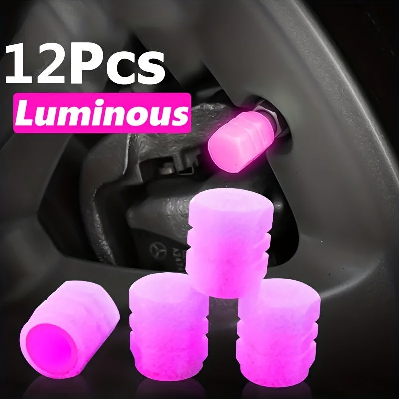 Universal Fluorescent Valve Stem Cap Set 4/8/12 Pcs Car Luminous Caps