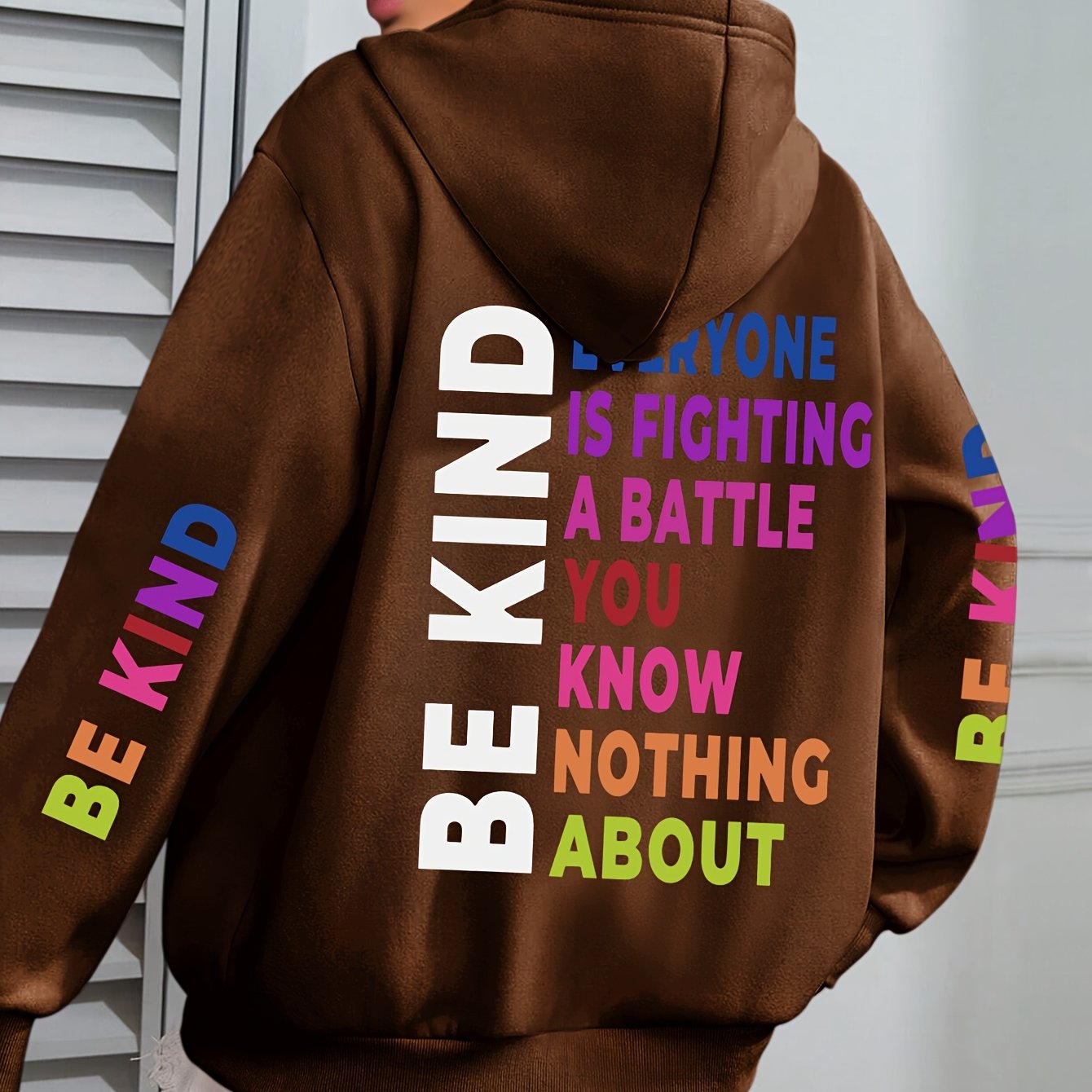 Women’s Knit Hoodie with Alphabet Pattern Casual Fall Winter Big Size