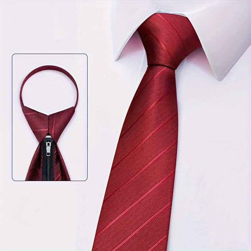Men's Zipper Tie for Formal Events Wedding Banquet Grooms Best Men