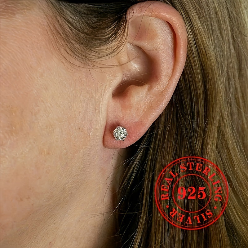 "Jozibali kubik zirkoniya sterling kumush stud marjonlar - Har kuni va maxsus tadbirlar uchun ideal, aprel tug'ilgan toshi, quti kiritilmagan, 1.3 grammda engil, sintetik zirkoniya porlashi"