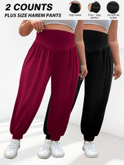 Plus Size High Waist Lantern Pants Stretchy Wide Leg Spring Summer Fall