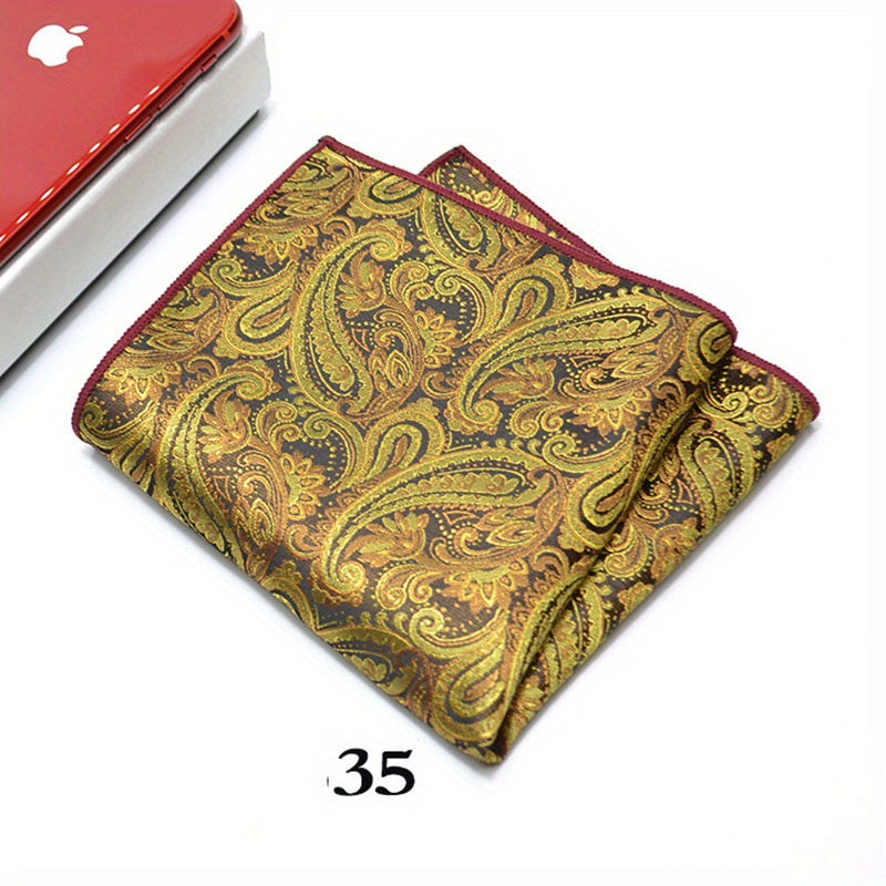 Pañuelo de bolsillo de jacquard paisley para hombre, patrón de anacardo, accesorio elegante