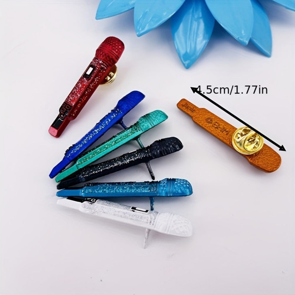 3D Microphone Brooch Pin Alloy Metal Party Accessory Movie-Star Collection Battery-Free