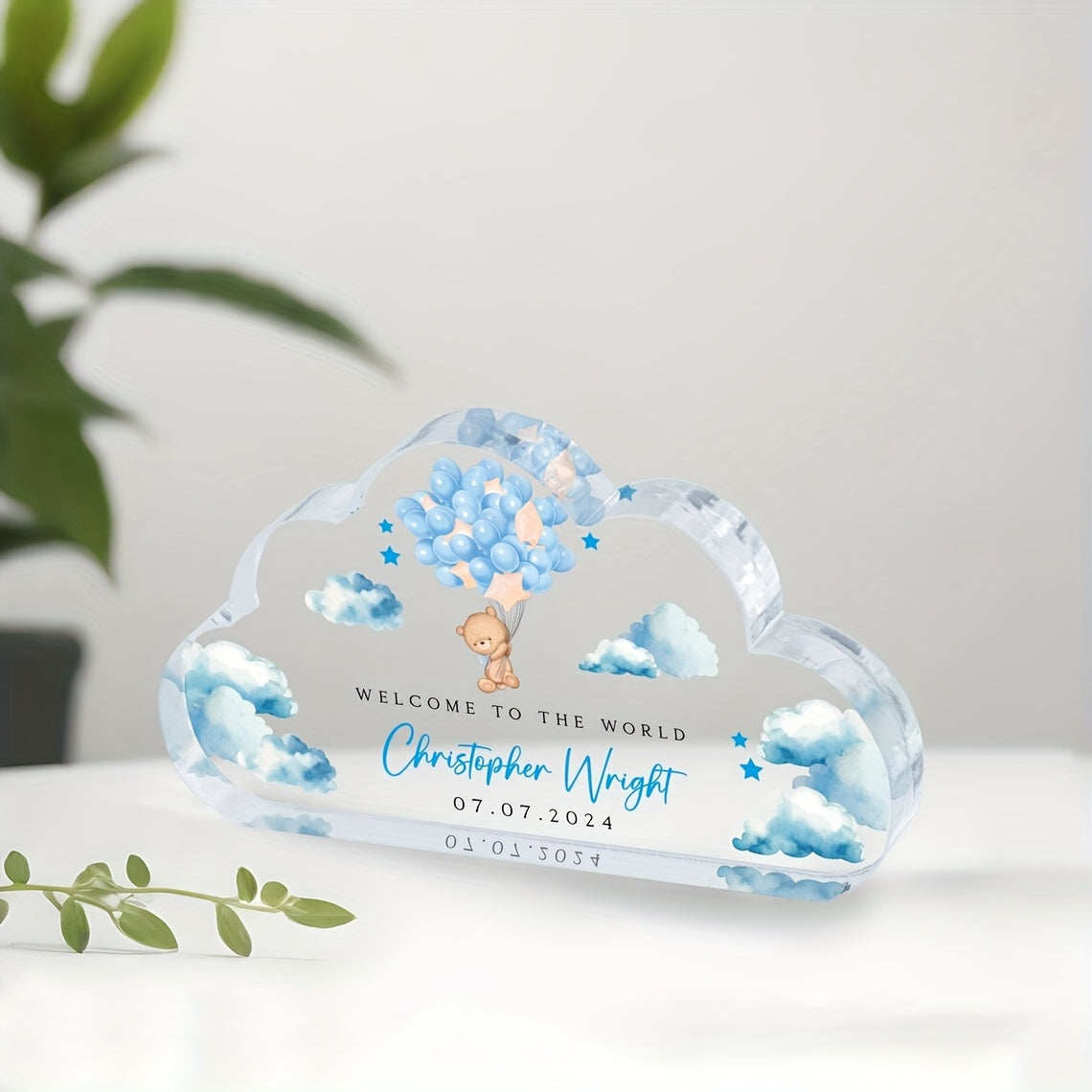 Customized Kids Boy Memento Vertical Acrylic Photo Frame for Nursery and Baby's First Year