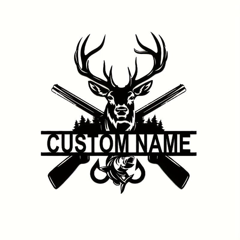 Personalized Deer Wall Art Metal Wildlife Hanging Decor Black Hunting Theme Home Kitchen