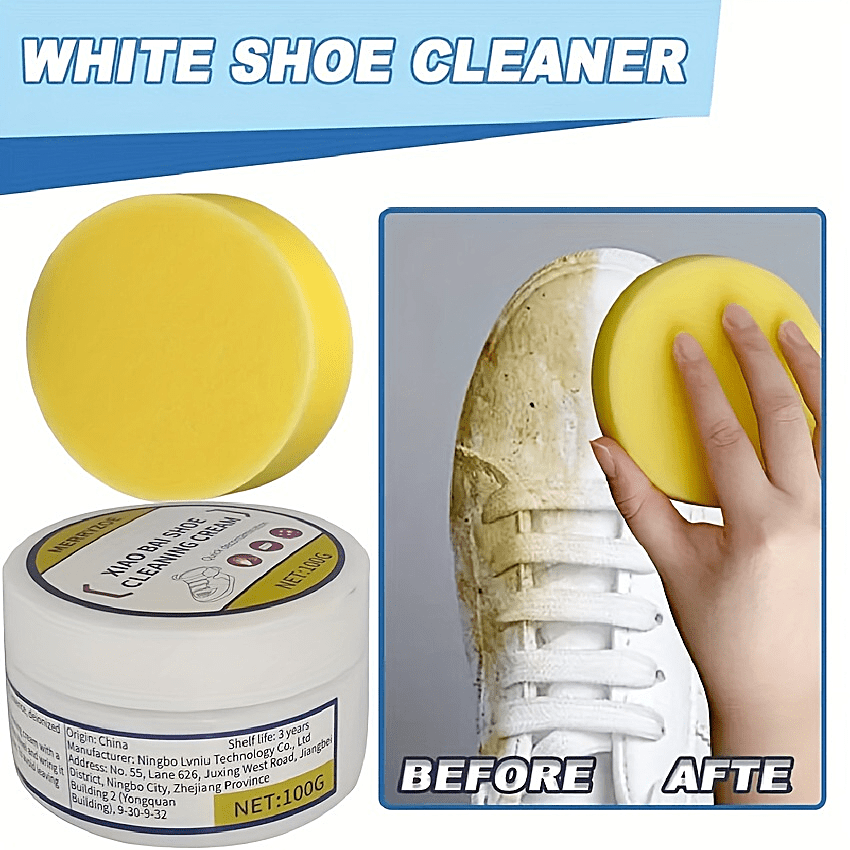 White Leather Shoe Cleaning Paste 100g Water-Free Whiteness and Maintenance