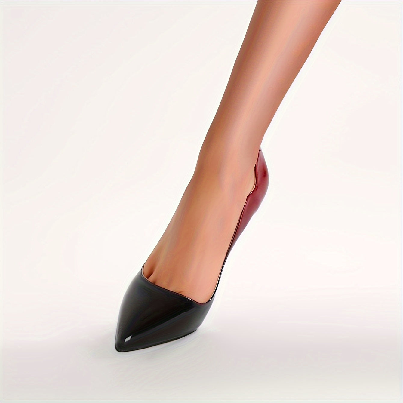 Women's Pointed Toe Stiletto Heels Black Red Faux Leather Pumps for Weddings Parties