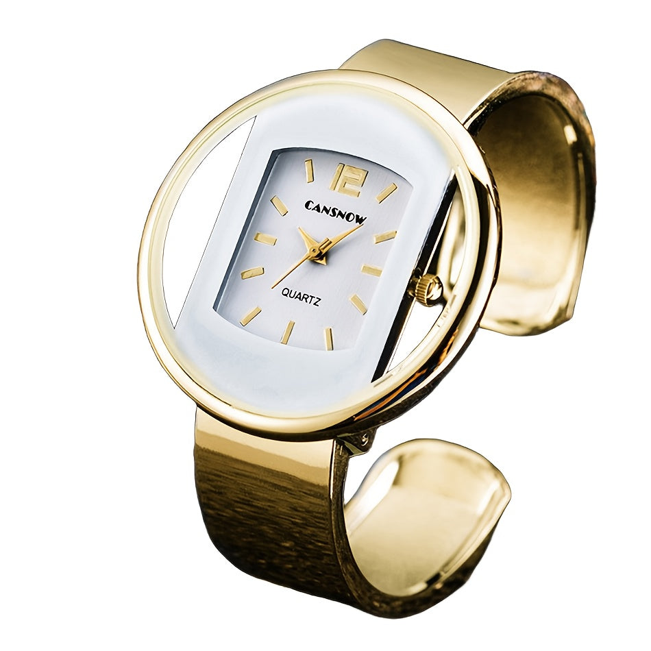 Women's Wristwatch with Hollow Dial Alloy Round Analog Display Button Battery