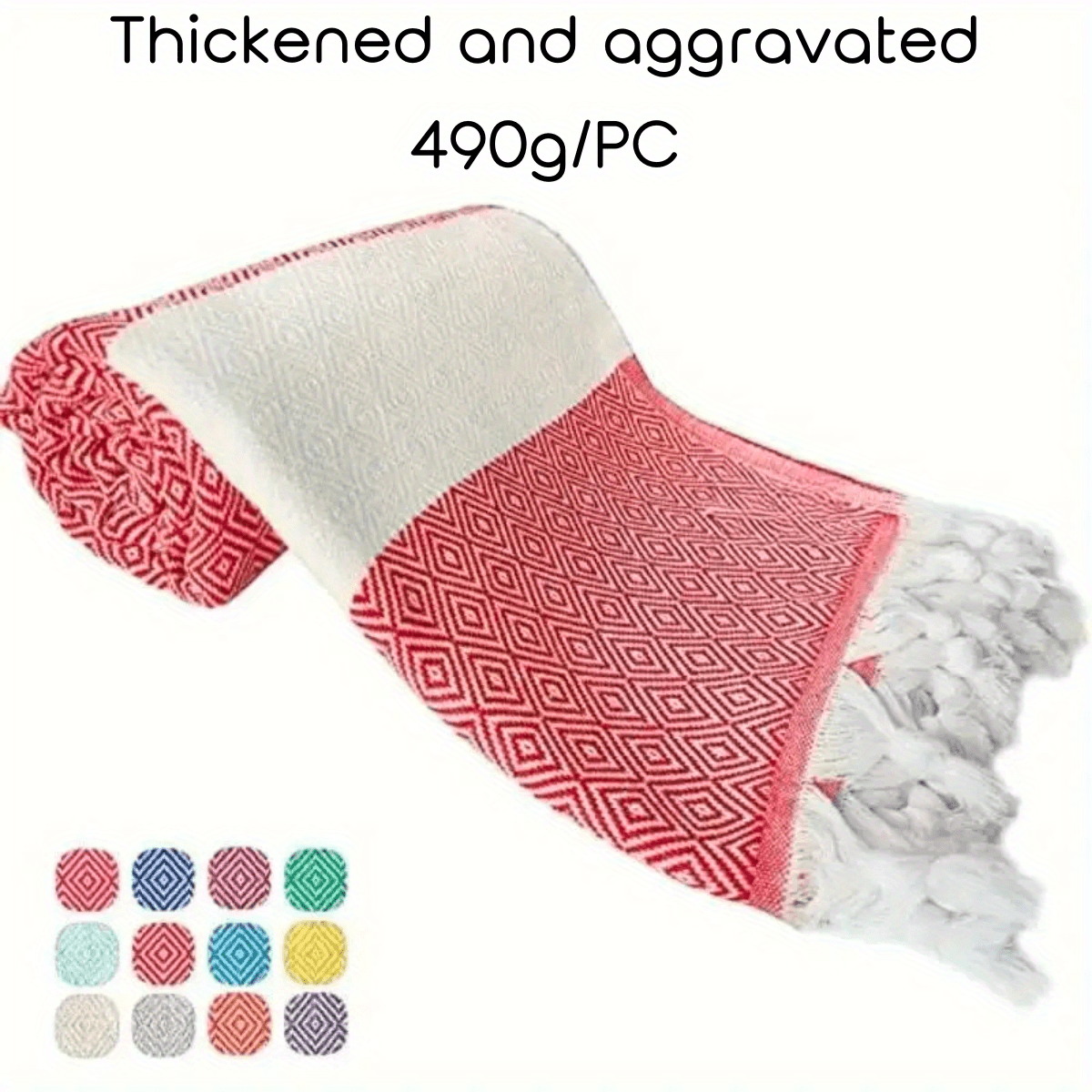 1 dona turk plyaj sochiq, jakardli romb dizayni bilan, tez quriydigan va qumga yopishmaydigan, o'lchami 71" x 39" (100 sm x 180 sm) plyaj va hammomda foydalanish uchun.