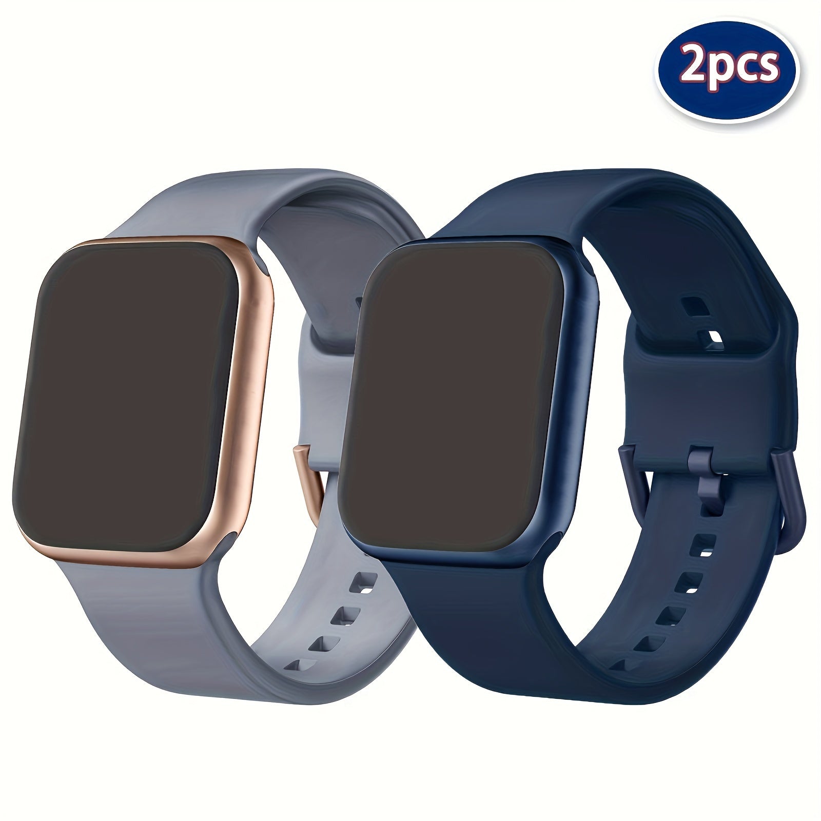 Ikki yumshoq silikon sport soat bilaguzuklari Apple Watch uchun qora va oq ranglarda, suv o'tkazmaydigan va sozlanadigan, iWatch Ultra, SE, Series 1-9 (38mm-49mm) bilan mos keladi. Erkaklar va ayollar uchun mos.