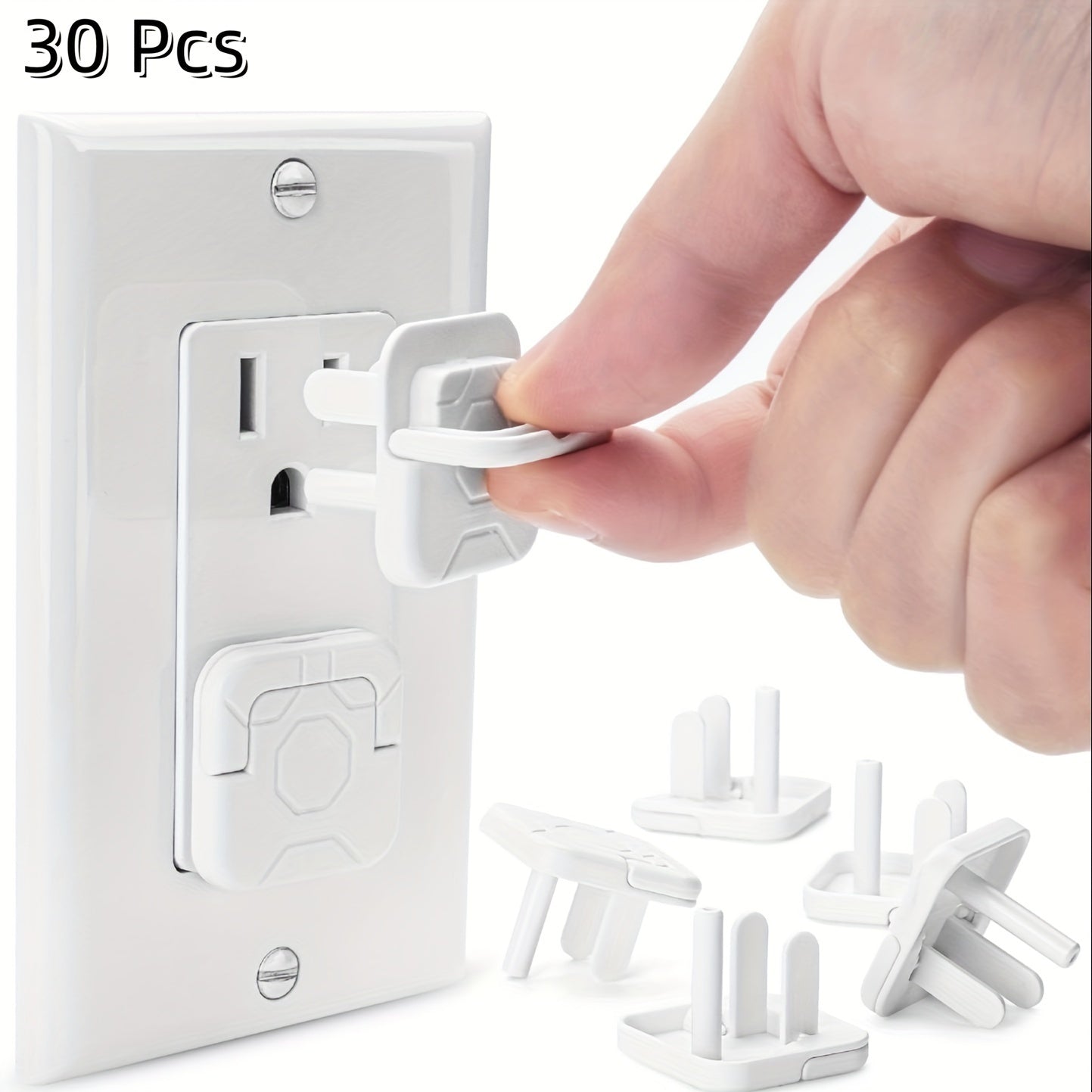 Child Safety Outlet Covers White Shock-Proof Lead-Free Plastic 30 or 60 Pieces