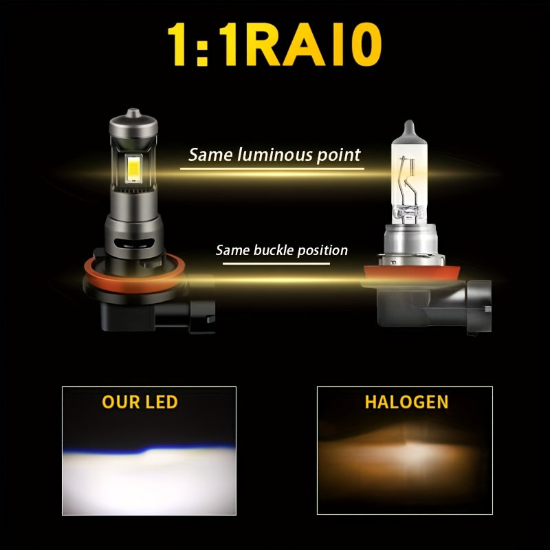 Bombilla de faro LED H11 12000LM 6500K Blanco haz alto y bajo 12V