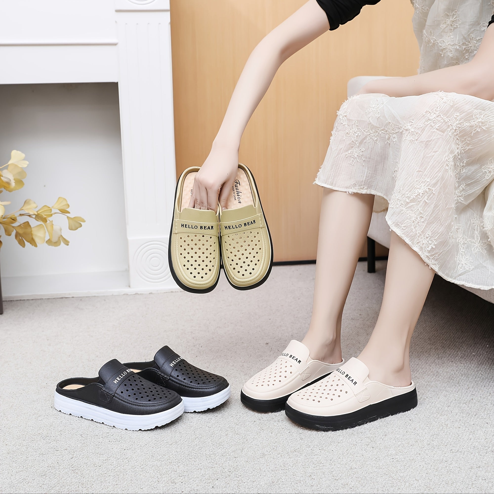 Women's Summer Thick-Soled PVC Shoes with Half-Enclosed Head for Comfort and Style