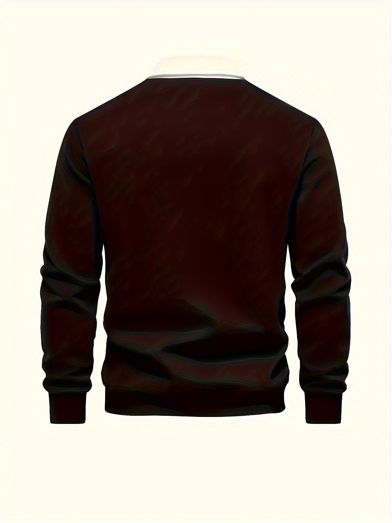 Men's Plus Size Casual Polyester Knit Sweatshirt with Lapel Collar and Button Details