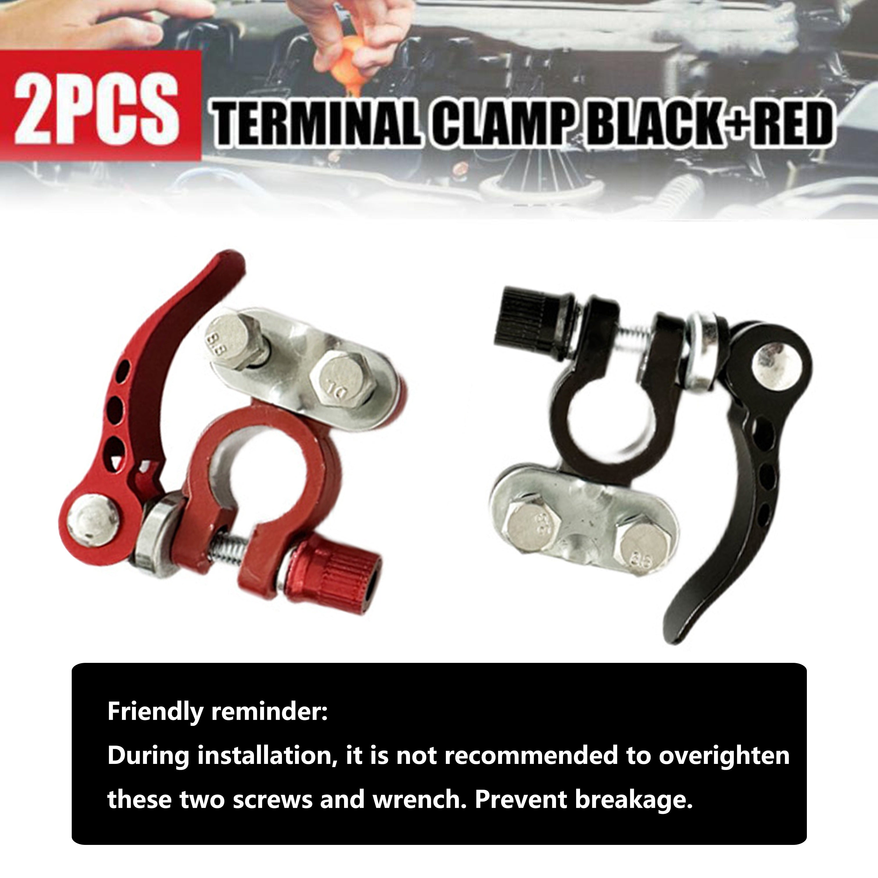 2-Pack Aluminum Alloy Car Battery Terminal Connectors Positive Negative Cable Ends