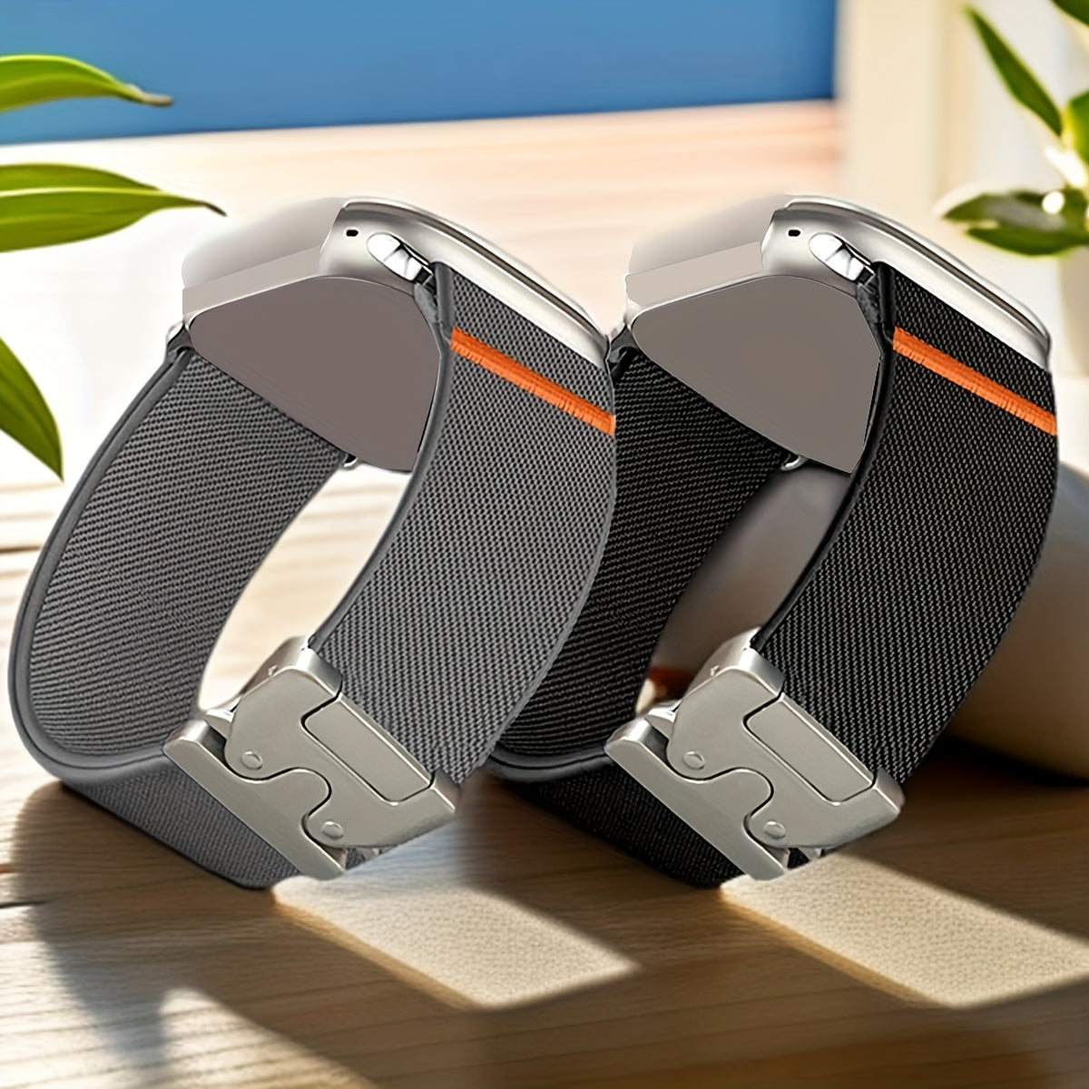 Orange Sports Elastic Watch Band for Apple Watch 38-49mm with Parachute Buckle