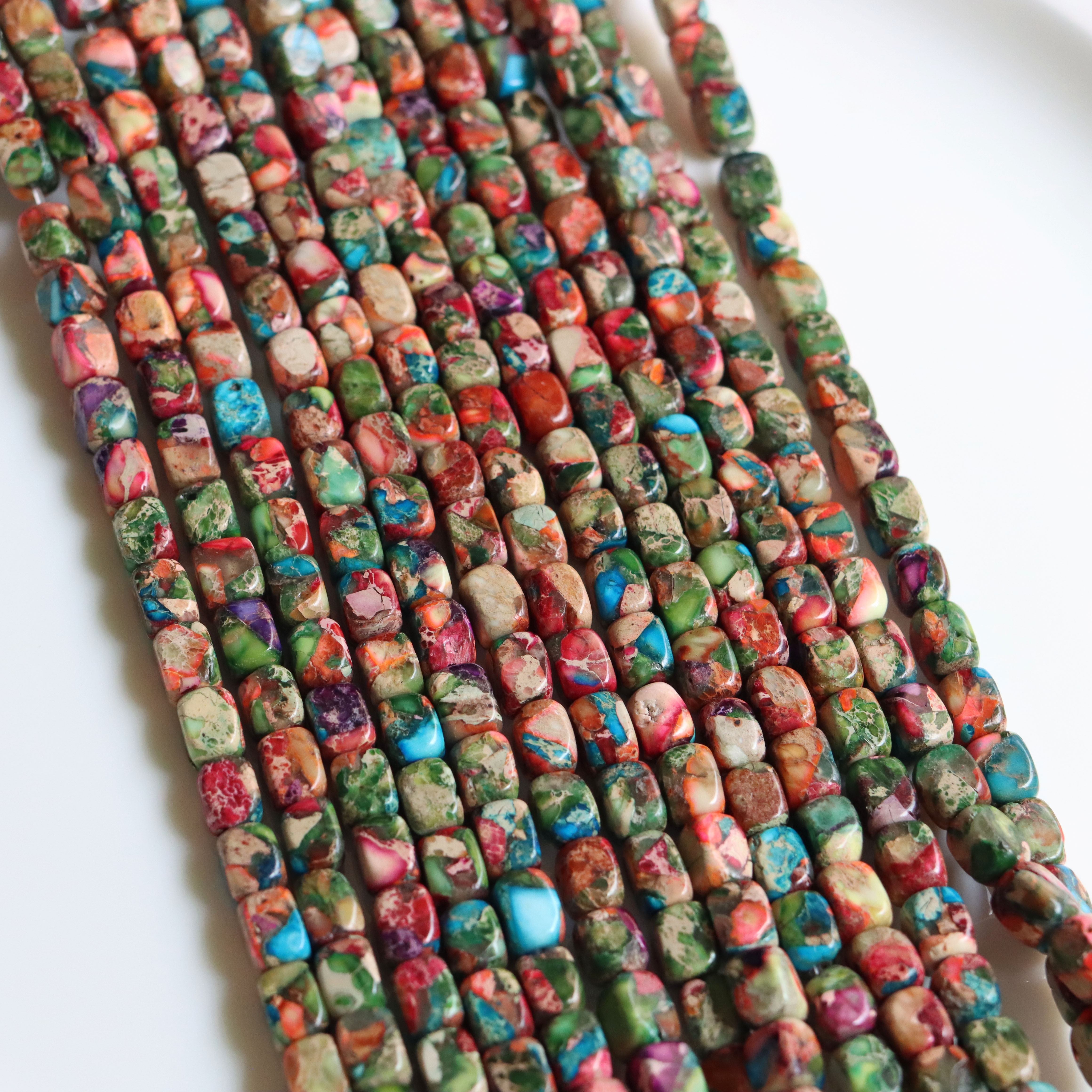 Multi-Colored Faceted Rectangle Bead Spacer for Jewelry Making 18cm