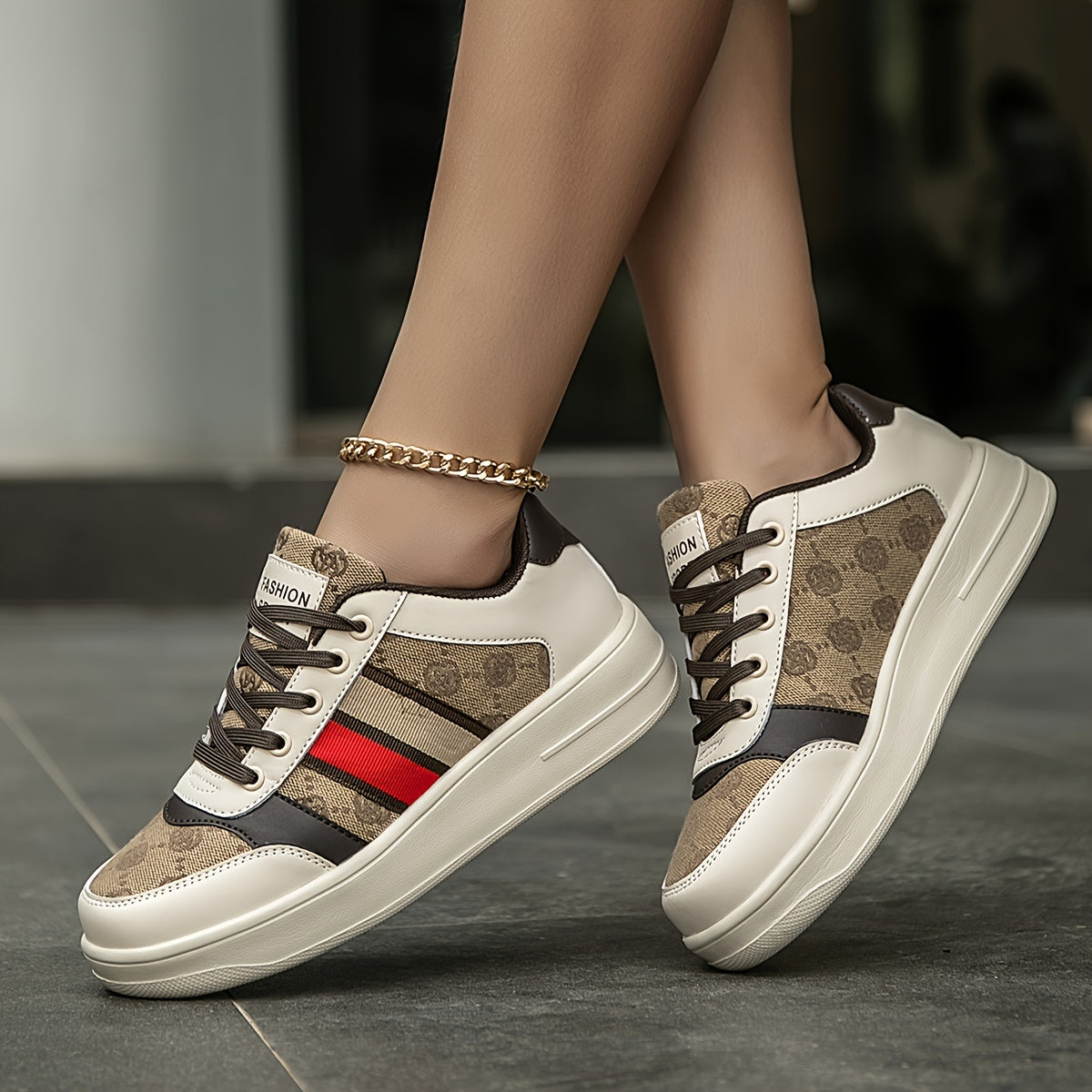 Women's Retro Canvas Print Pattern Letter Stripe Casual Sneakers
