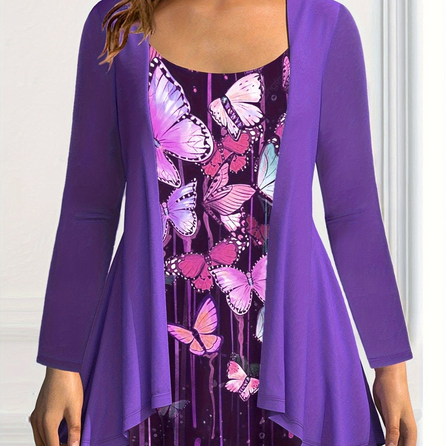 Women's Plus Size Floral Print Cardigan Lightweight Long Sleeve Spring Fall