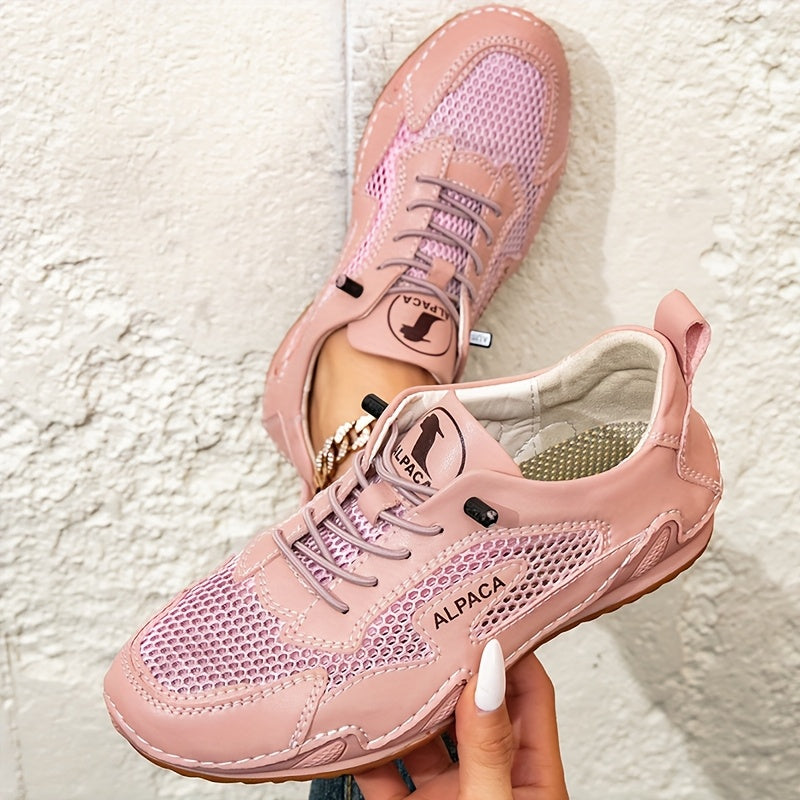 Women Breathable Mesh Sports Shoes Lightweight Slip-Resistant Casual Sneakers White Black