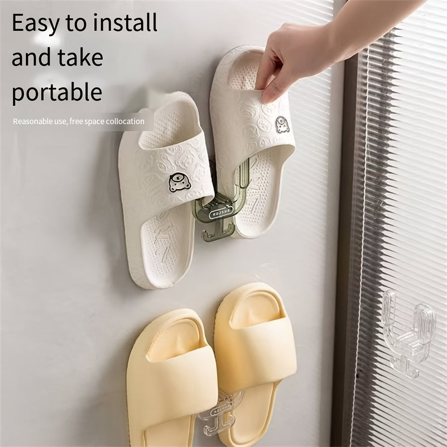 Wall-Mounted Bathroom Organizer for Slippers and Towels, Space-Saving Plastic Storage