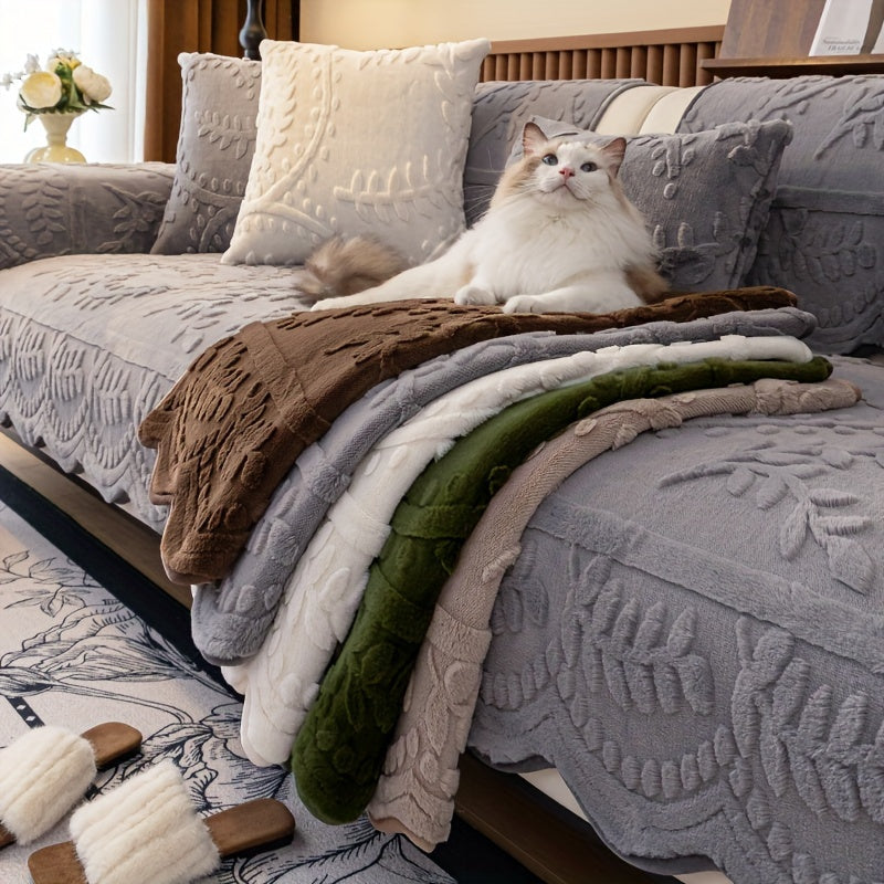 Пуховое покрытие для дивана с леопардовым принтом, сделанное из толстого искусственного меха, подходит для домашних животных, не скользит, подходит для различных размеров диванов. Идеально для декора гостиной, спальни или офиса.