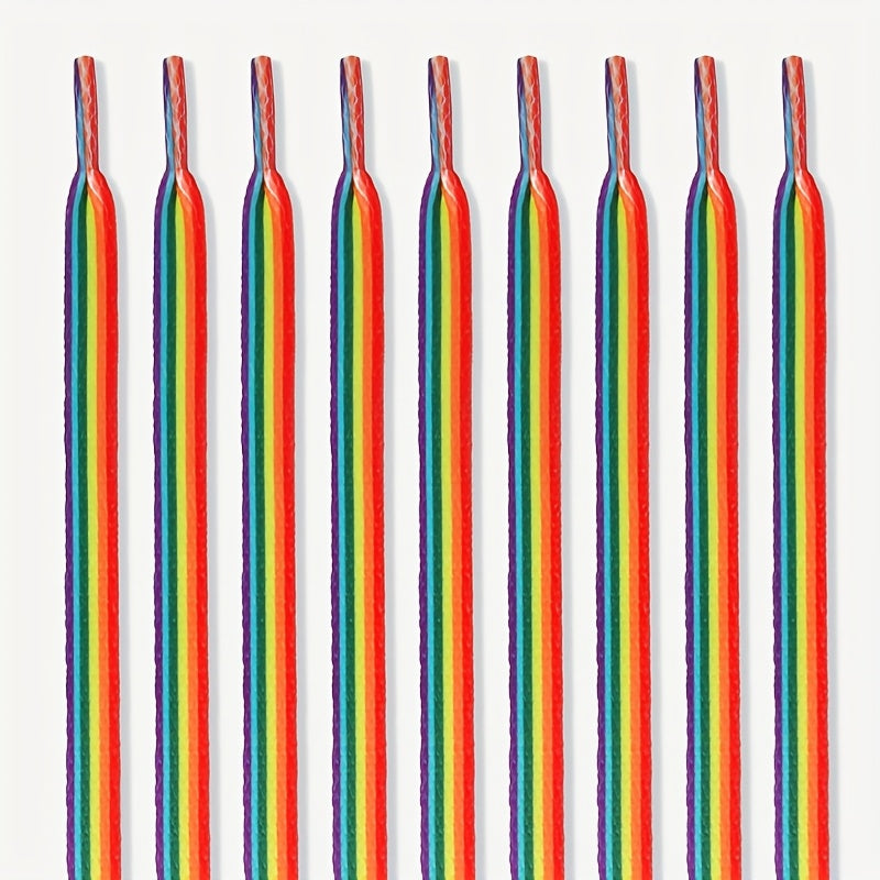 Rainbow Striped Polyester Shoelaces for Boots Sneakers Canvas Multicolor Replacement