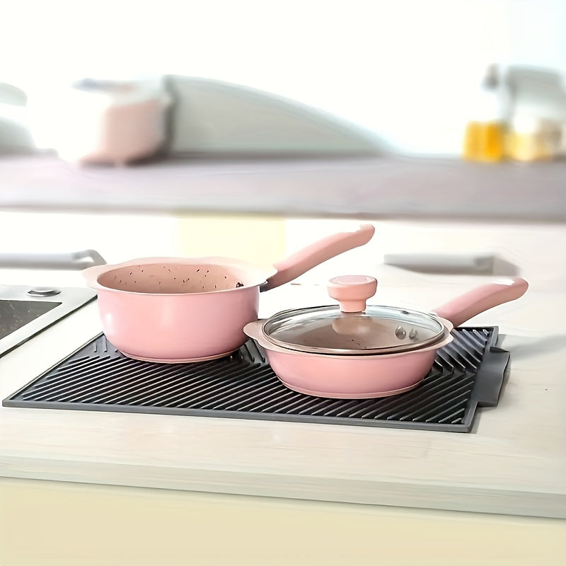 Alfombrilla de silicona para secar utensilios de cocina, resistente al calor, apta para lavavajillas, plegable, tapete de drenaje, 1 pieza