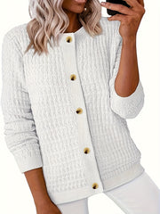 Women's Plus Size Knit Cardigan Sweater Casual Solid Color Polyester Coat