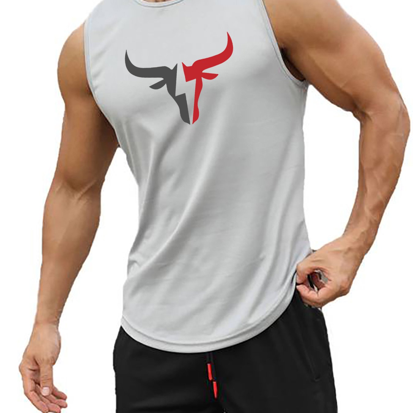 Men's Summer Performance Tank Top Breathable Quick-Dry Muscle Fit Crew Neck Solid Color Sports Vest
