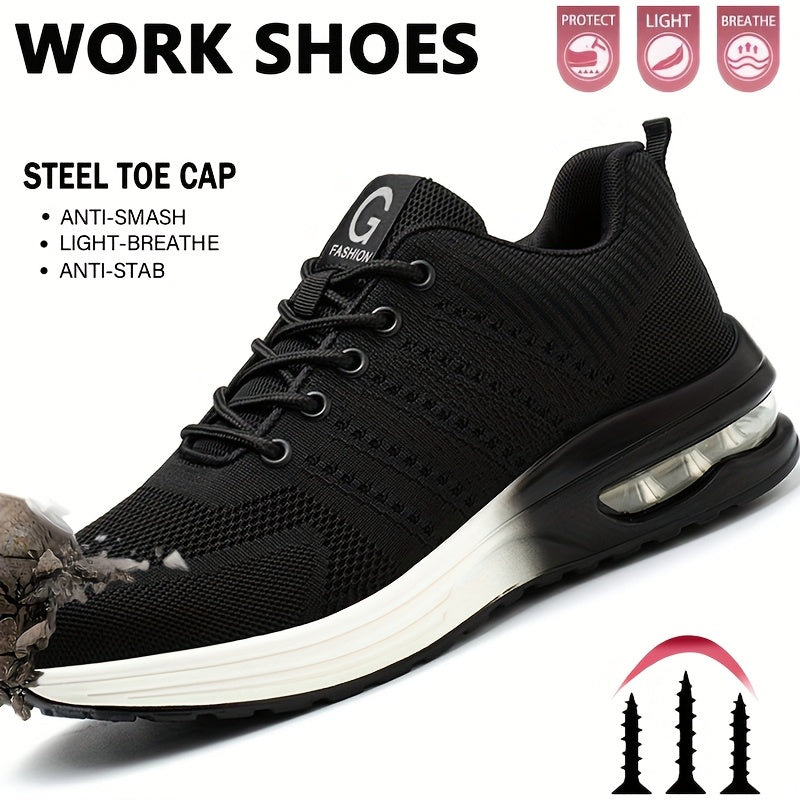 Women's Anti-Slash Steel Toe Safety Shoes Black Lightweight Work Footwear