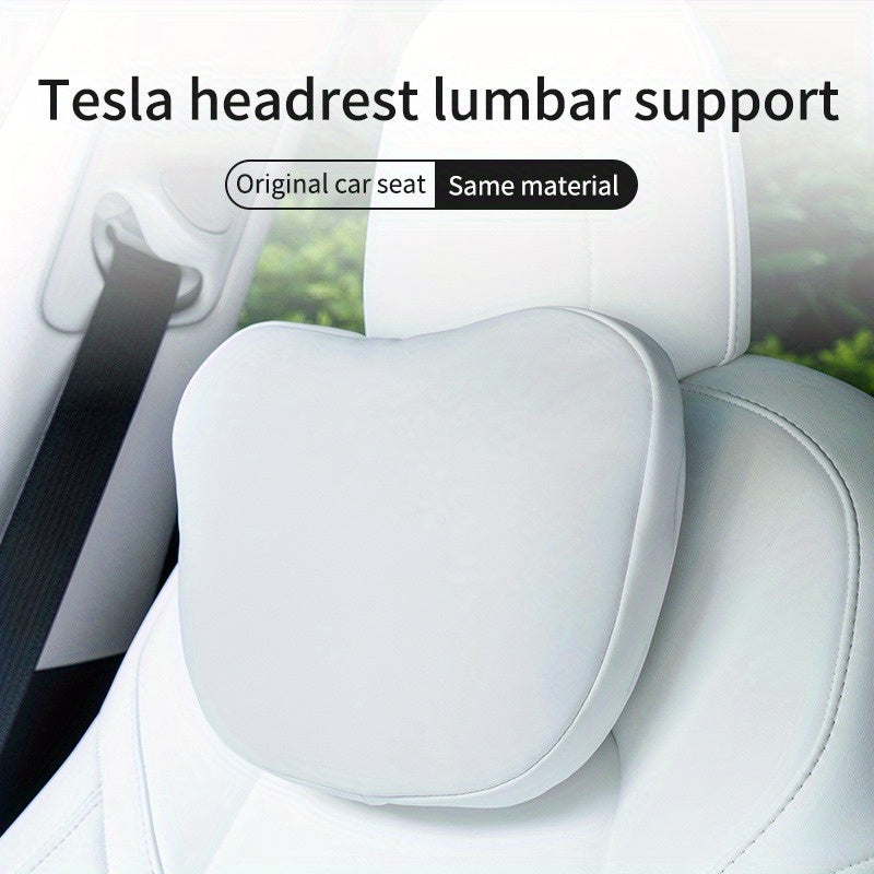 2pcs Car Headrest Neck Pillow Cushions for Tesla Model Y/3 Biological Fleece