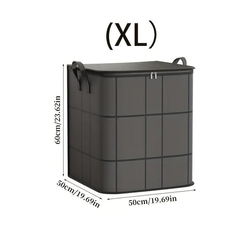 Большой черный сумка для хранения с черными полосами и двойными молниями для одежды, постельных принадлежностей и домашних вещей