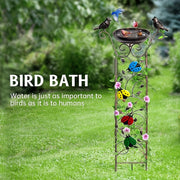 Античная железная уличная купальня для птиц и садовая решетка с съемной опорой для вьющихся растений